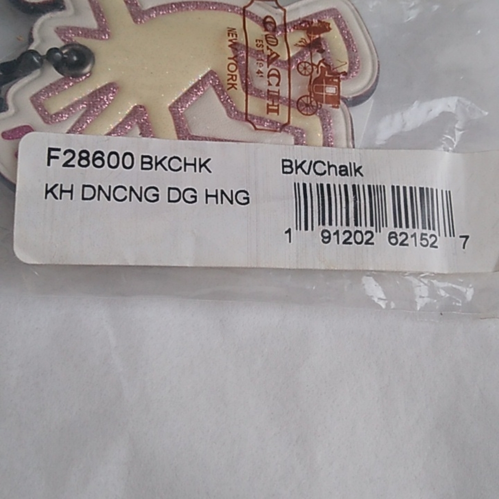 Coach F28600 Keith Haring Dancing Dog Hanging Charm Tag BK/Chalk - Picture 5 of 8